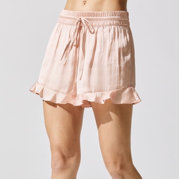 Carbon38 Satin Ruffle Short Shorts